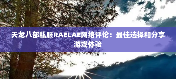 天龙八部公益私服RAELAE网络评论：最佳选择和分享游戏体验 第1张