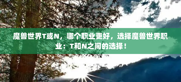 魔兽世界T或N,哪个职业更好,选择魔兽世界职业:T和N之间的选择! 第2张 魔兽世界T或N,哪个职业更好,选择魔兽世界职业:T和N之间的选择! 第2张