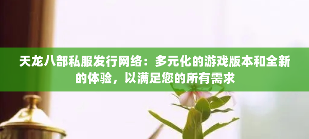 天龙八部公益私服发行网络：多元化的游戏版本和全新的体验，以满足您的所有需求 第1张