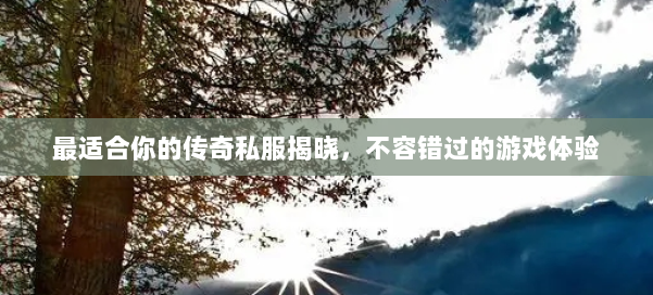 最适合你的传奇私服揭晓，不容错过的游戏体验 第1张