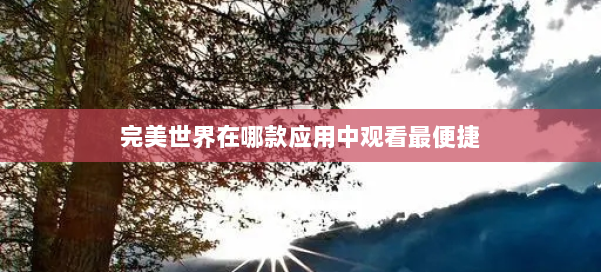 完美世界在哪款应用中观看最便捷 第1张 完美世界在哪款应用中观看最便捷 第1张