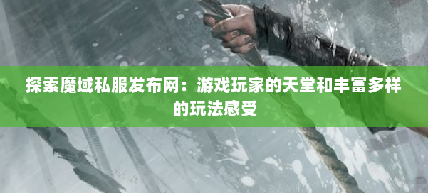 探索魔域私服发布网：游戏玩家的天堂和丰富多样的玩法感受 第2张