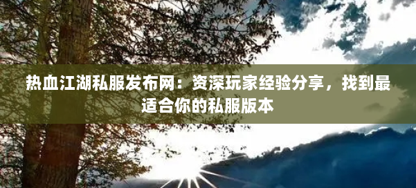 热血江湖私服发布网：资深玩家经验分享，找到最适合你的私服版本 第1张