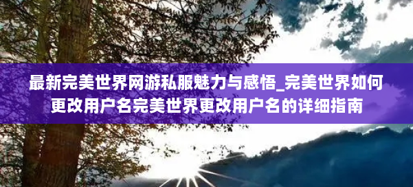 最新完美世界网游私服魅力与感悟_完美世界如何更改用户名完美世界更改用户名的详细指南 第3张