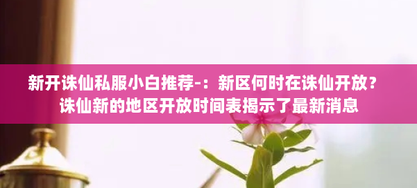 新开诛仙私服小白推荐-：新区何时在诛仙开放？ 诛仙新的地区开放时间表揭示了最新消息 第2张
