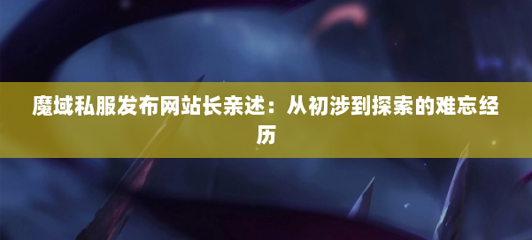 魔域私服发布网站长亲述：从初涉到探索的难忘经历 第2张