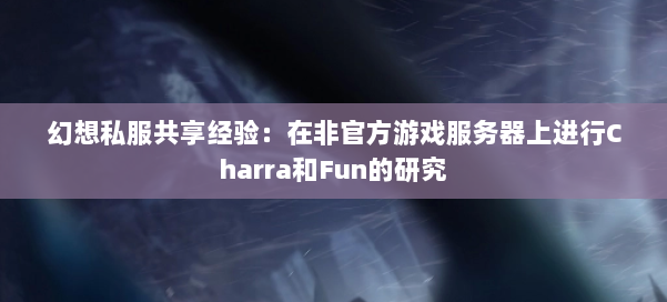 幻想私服共享经验:在非官方游戏服务器上进行Charra和Fun的研究 第2张 幻想私服共享经验:在非官方游戏服务器上进行Charra和Fun的研究 第2张