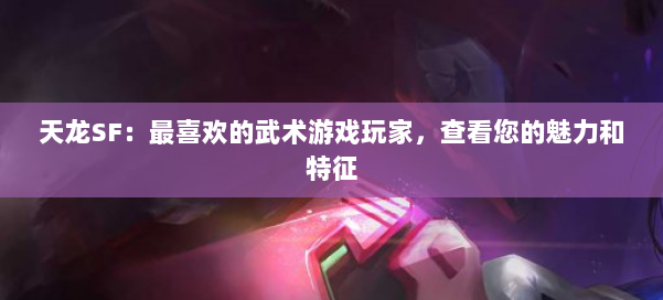 天龙SF：最喜欢的武术游戏玩家，查看您的魅力和特征 第2张