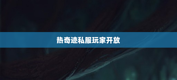 热奇迹私服玩家开放 第1张 热奇迹私服玩家开放 第1张