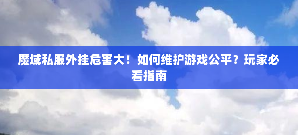 魔域私服外挂危害大！如何维护游戏公平？玩家必看指南 第1张