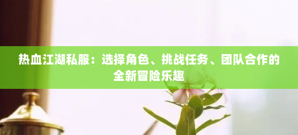 热血江湖私服：选择角色、挑战任务、团队合作的全新冒险乐趣 第1张