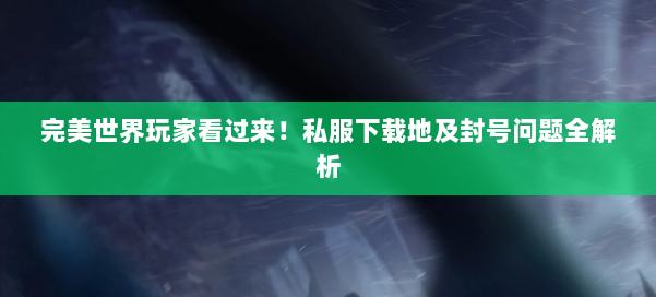 完美世界玩家看过来！私服下载地及封号问题全解析 第1张