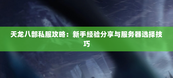 天龙八部私服攻略：新手经验分享与服务器选择技巧 第1张
