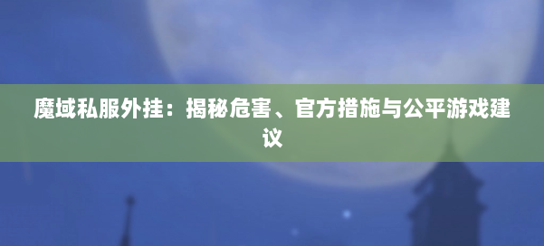 魔域私服外挂：揭秘危害、官方措施与公平游戏建议 第1张