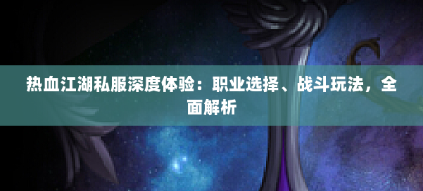 热血江湖私服深度体验：职业选择、战斗玩法，全面解析 第1张