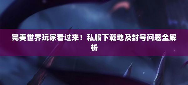 完美世界玩家看过来！私服下载地及封号问题全解析 第1张