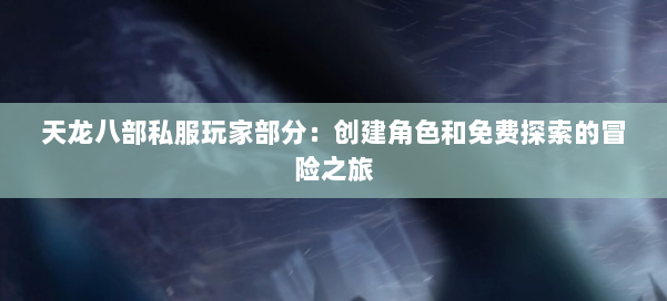 天龙八部公益私服玩家部分：创建角色和免费探索的冒险之旅