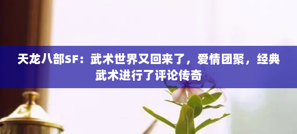 天龙八部SF：武术世界又回来了，爱情团聚，经典武术进行了评论传奇 第2张