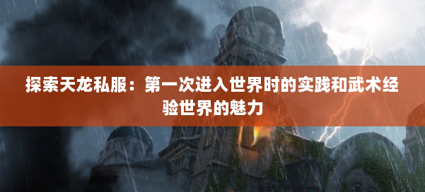 探索天龙私服：第一次进入世界时的实践和武术经验世界的魅力 第1张