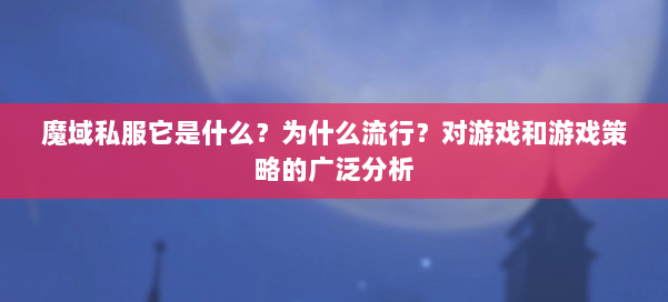 魔域私服它是什么？为什么流行？对游戏和游戏策略的广泛分析 第2张
