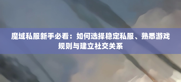 魔域私服新手必看：如何选择稳定私服、熟悉游戏规则与建立社交关系 第1张