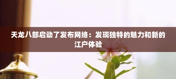 天龙八部启动了发布网络：发现独特的魅力和新的江户体验 第2张