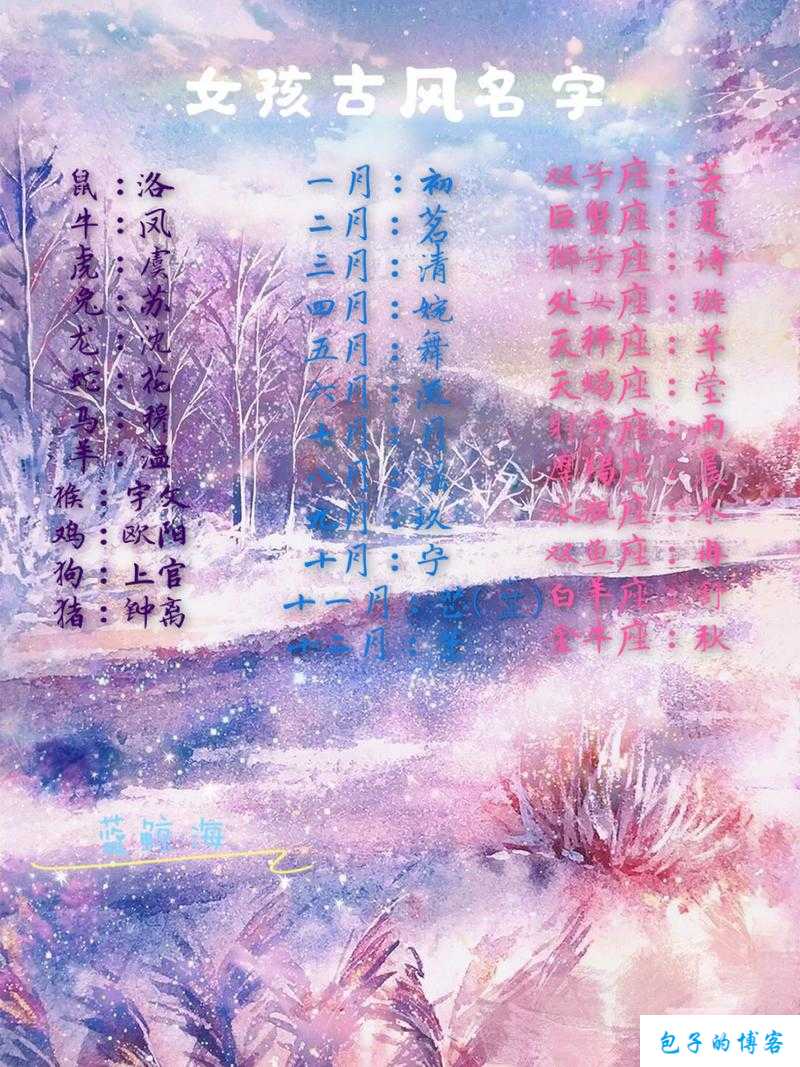 全新传奇私服发布网惊人内幕:冷门且好听的古风名字 第2张 全新传奇私服发布网惊人内幕:冷门且好听的古风名字 第2张