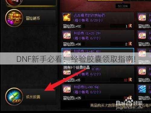 DNF新手必看:经验胶囊领取指南! 第1张 DNF新手必看:经验胶囊领取指南! 第1张