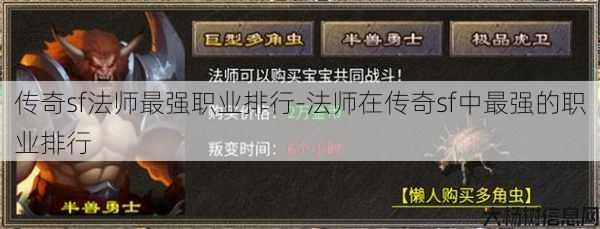 传奇sf法师最强职业排行-法师在传奇sf中最强的职业排行