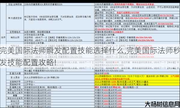 完美国际法师瞬发配置技能选择什么,完美国际法师秒发技能配置攻略!