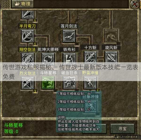 传世游戏私服揭秘、 传世战士最新版本技能一览表免费 第1张