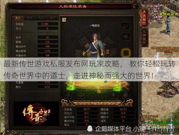最新传世游戏私服发布网玩家攻略， 教你轻松玩转传奇世界中的道士，走进神秘而强大的世界！ 第1张