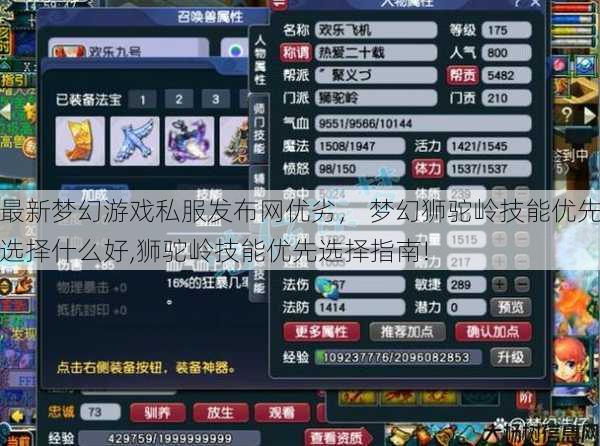 最新梦幻游戏私服发布网优劣， 梦幻狮驼岭技能优先选择什么好,狮驼岭技能优先选择指南! 第1张