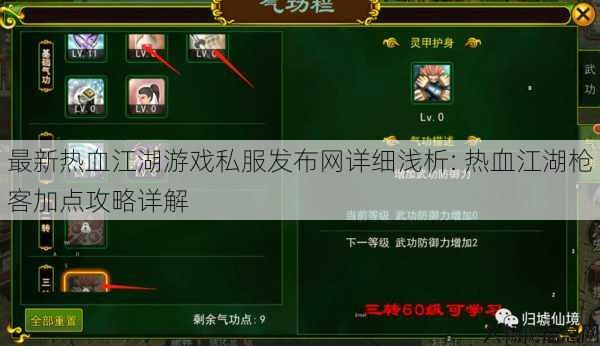 最新热血江湖游戏私服发布网详细浅析: 热血江湖枪客加点攻略详解 第1张
