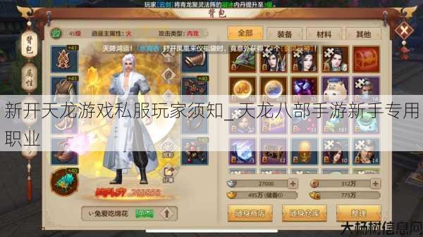 新开天龙游戏私服玩家须知_ 天龙八部手游新手专用职业