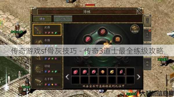 传奇游戏sf骨灰技巧 - 传奇3道士最全练级攻略