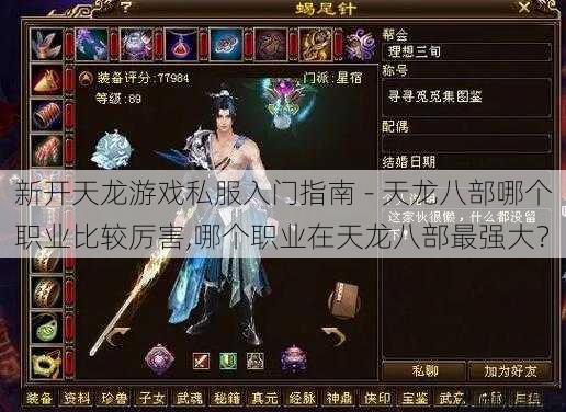 新开天龙游戏私服入门指南 - 天龙八部哪个职业比较厉害,哪个职业在天龙八部最强大？ 第1张