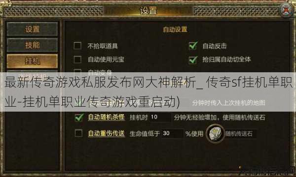 最新传奇游戏私服发布网大神解析_ 传奇sf挂机单职业-挂机单职业传奇游戏重启动)