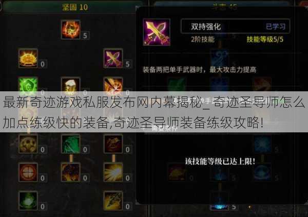 最新奇迹游戏私服发布网内幕揭秘_ 奇迹圣导师怎么加点练级快的装备,奇迹圣导师装备练级攻略! 第1张