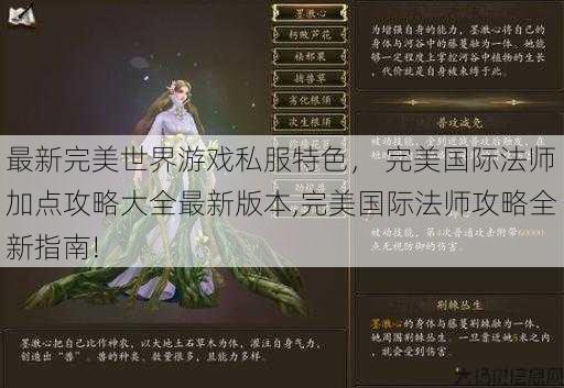 最新完美世界游戏私服特色， 完美国际法师加点攻略大全最新版本,完美国际法师攻略全新指南!