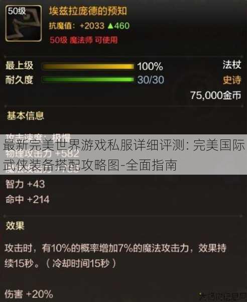 最新完美世界游戏私服详细评测: 完美国际武侠装备搭配攻略图-全面指南