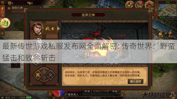 最新传世游戏私服发布网全面解密: 传奇世界：野蛮猛击和致命斩击 第1张