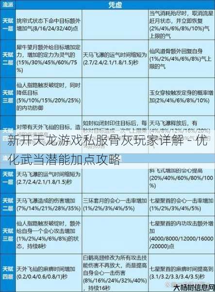 新开天龙游戏私服骨灰玩家详解 - 优化武当潜能加点攻略 第1张 新开天龙游戏私服骨灰玩家详解 - 优化武当潜能加点攻略 第1张