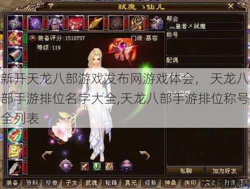 新开天龙八部游戏发布网游戏体会， 天龙八部手游排位名字大全,天龙八部手游排位称号全列表 第1张
