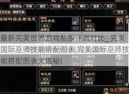 最新完美世界游戏私服评测对比_ 完美国际巫师技能搭配图表,完美国际巫师技能搭配图表大揭秘! 第1张