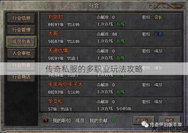 传奇私服的多职业玩法攻略