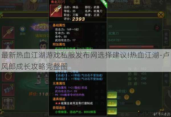 最新热血江湖游戏私服发布网选择建议!热血江湖-卢风郎成长攻略完整图 第1张