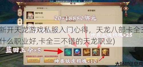 新开天龙游戏私服入门心得，天龙八部卡全3什么职业好,卡全三不错的天龙职业) 第1张