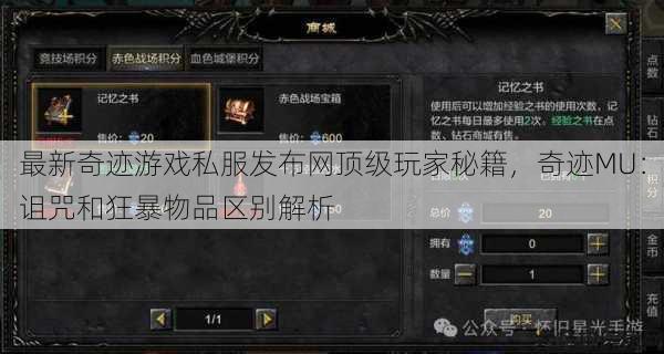 最新奇迹游戏私服发布网顶级玩家秘籍，奇迹MU：诅咒和狂暴物品区别解析 第1张