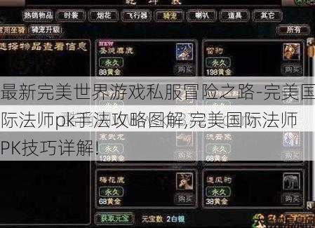 最新完美世界游戏私服冒险之路-完美国际法师pk手法攻略图解,完美国际法师PK技巧详解! 第1张